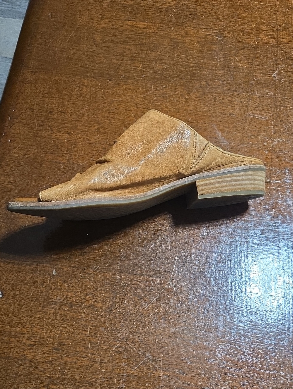 Söfft Tan Leather Open-Toe Slide Sandals